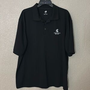 Mens MSU Spartans Michigan State University Polo Shirt, Black, 2XL